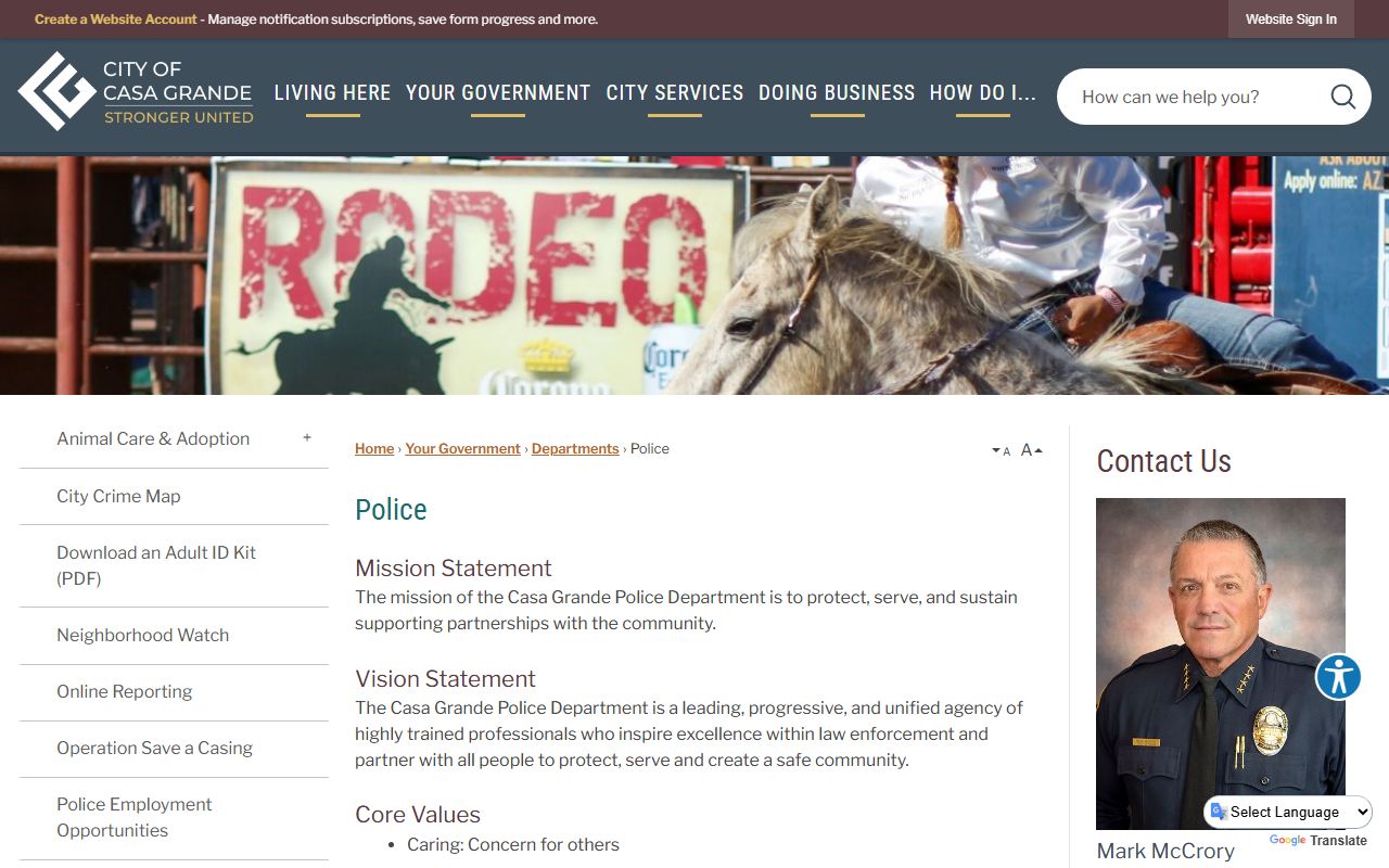 Casa Grande Police main page