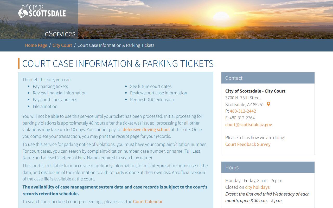 Scottsdale court case search portal