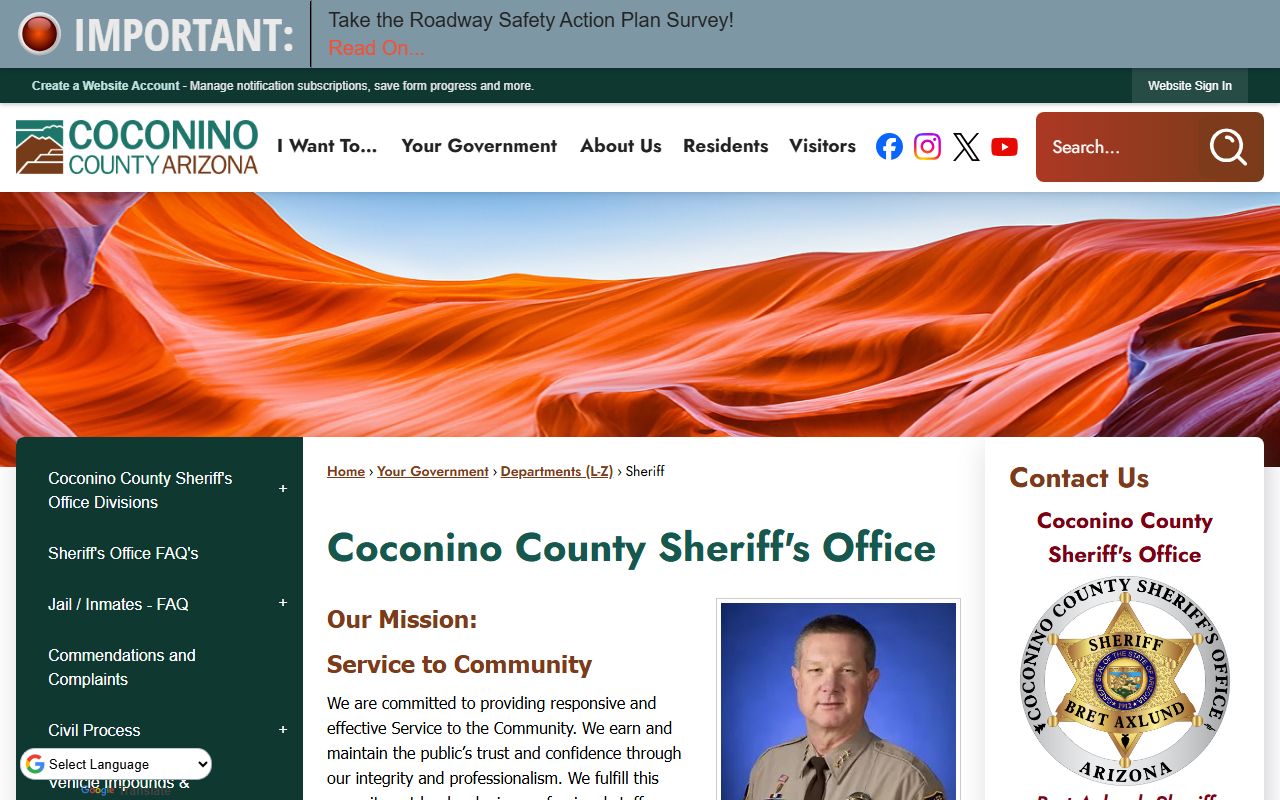 Coconino County Sheriff's Office main page