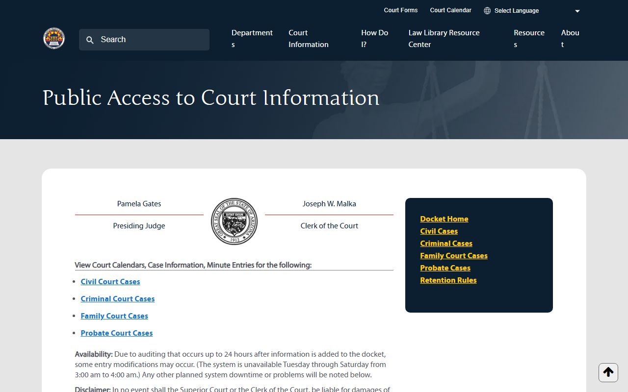 Maricopa County Superior Court case search portal